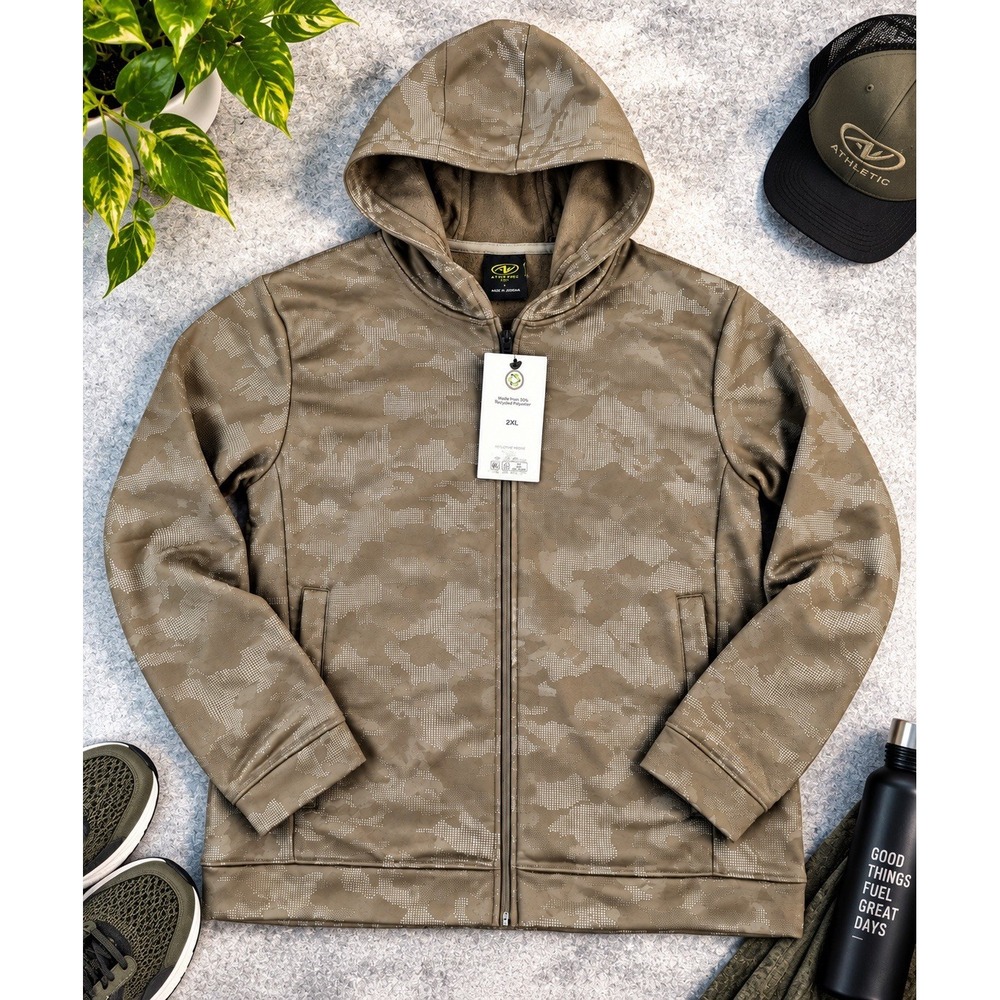 Athletic Works Mens 2XL Reflective Camo Full Zip Hoodie NWT Fleece Lined - Picture 2 of 9